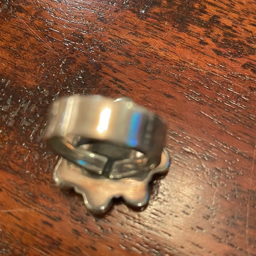 Turquoise Native American Ring Sz 7 Stamped Sterling Silver Boho Rodeo Festival - Picture 3 of 5